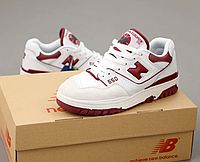 Кроссовки женские New Balance 550 белые с красным, Нью Баланс 550 натуральная кожа, прошиты. код KD-14159