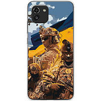 Чехол Силиконовый с Картинкой на Samsung Galaxy A03 (A035) (Патриотический, Воины ВСУ)