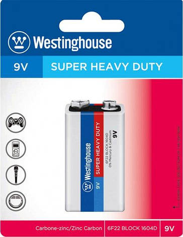 Сольова батарейка Westinghouse Super Heavy Duty 9V/6F22 Крона 1 шт/уп blister, фото 1