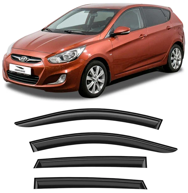 Дефлектори вікон вітровики для Hyundai Accent ХЕТЧБЕК 2010-2017 Скотч 3М