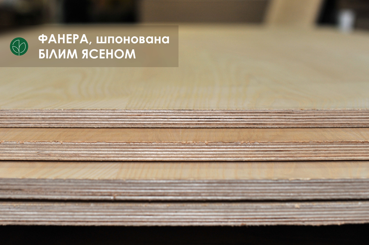 Фанера березова, шпонована білим ясеном, А/В — 19 мм 2,5х1,25 м, фото 1