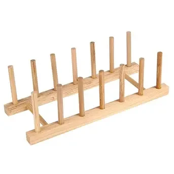 Підставка-сушарка під тарілки Stenson дерев'яна 28х10см, фото 1