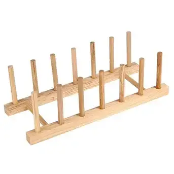 Підставка-сушарка під тарілки Stenson дерев'яна 28х10см