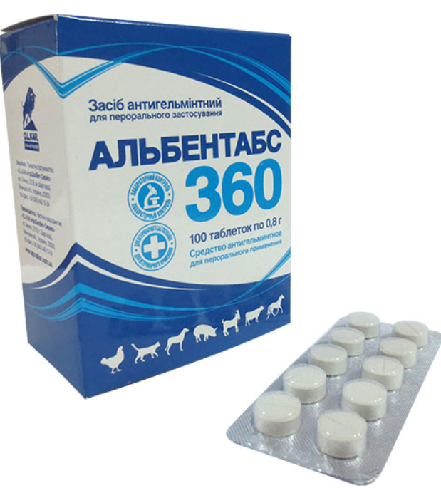 Альбентабс-360, Таблетки 100 Шт, Антигельминтик Широкого Действия.