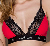 Эластичный топ с кружевом Passion PS001 TOP red-black, size M