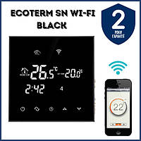 ТЕРМОРЕГУЛЯТОР ECOTERM SN BLACK WI-FI / Теплый пол / Программируемый / С Wi-Fi управлением /