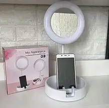 Дзеркало Mai Appearance G3 з LED-підсвіткоюb тримачем телефона, Дзеркало для макіяжу настільне з підсвіткою, фото 3