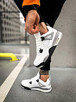 Светлые кроссовки для мужчин Найк Аир Джордан 4 Ретро. Мужские кроссы Nike Air Jordan Retro 4 White Cement.