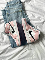 Кроссівки модні жіночі Nike Air Jordan 1 Retro Barely Rose. Кросси на кожен день Найк Аір Джордан 1., фото 10