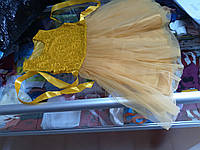 Нарядное пышное бальное платье для девочки Праздник желтое р.80 86 92 98