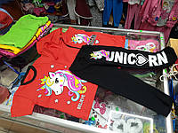 Летний Спортивный костюм для девочки футболка жилет лосины р.86 - 116