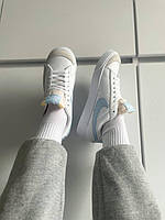 Низькі кроссівки жіночі Nike Blazer Low White/Blue. Жіночі кросси на кожен день Найк Блазер., фото 3