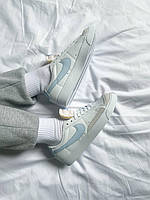 Низькі кроссівки жіночі Nike Blazer Low White/Blue. Жіночі кросси на кожен день Найк Блазер., фото 10