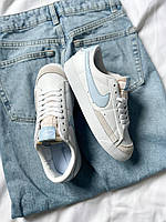 Низькі кроссівки жіночі Nike Blazer Low White/Blue. Жіночі кросси на кожен день Найк Блазер., фото 6