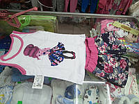 Літній костюм для дівчинки бавовна майка і шорти р. 116 122 128 134