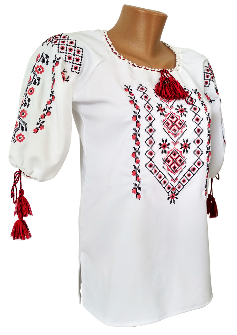 Підліткова Вишиванка сорочка для дівчинки червона вишивка р. 134-164