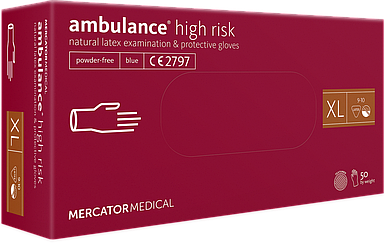 Рукавички латексні неопудрені надміцні Аmbulance® high risk р.ХL, (25 пар)