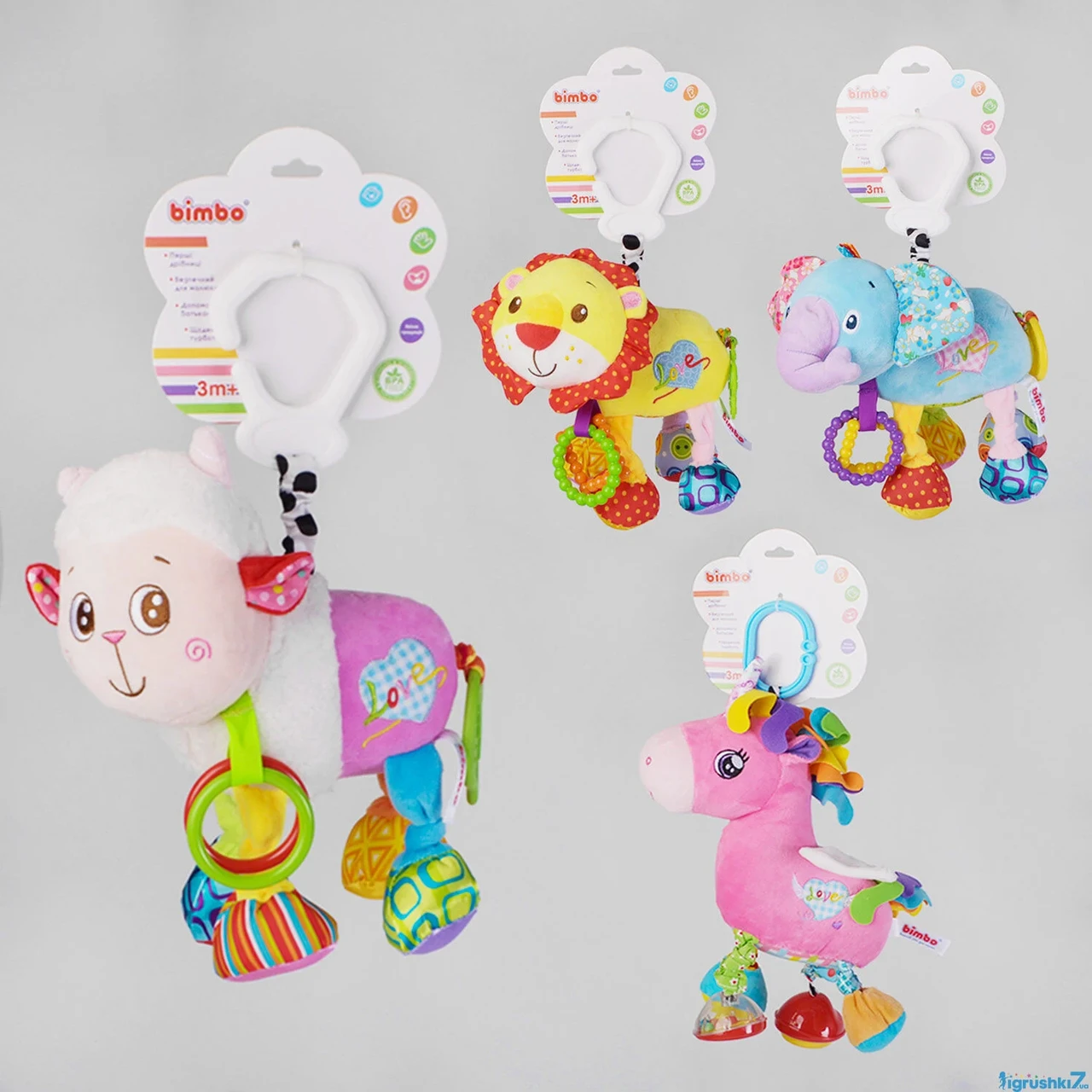 Гр Брязкальце-підвіска м`яке ВМ-60998 "BIMBO", з пискавкою, з шелестящими елементами, з прорізу, фото 1