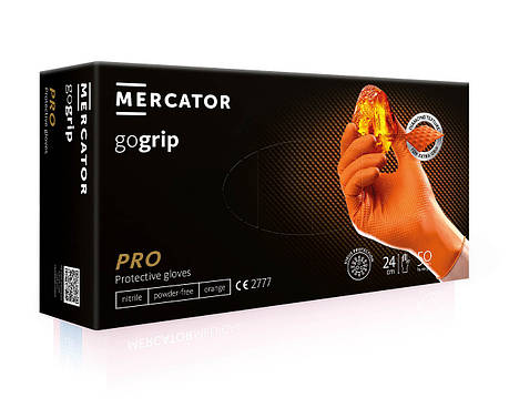 Супер міцні нітрилові рукавички POWERGRIP ORANGE (GOGRIP), фото 2