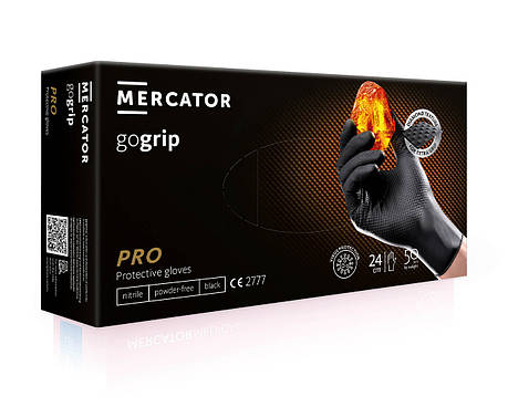 Міцні нітрилові рукавички POWERGRIP BLACK (GOGRIP) L, фото 2