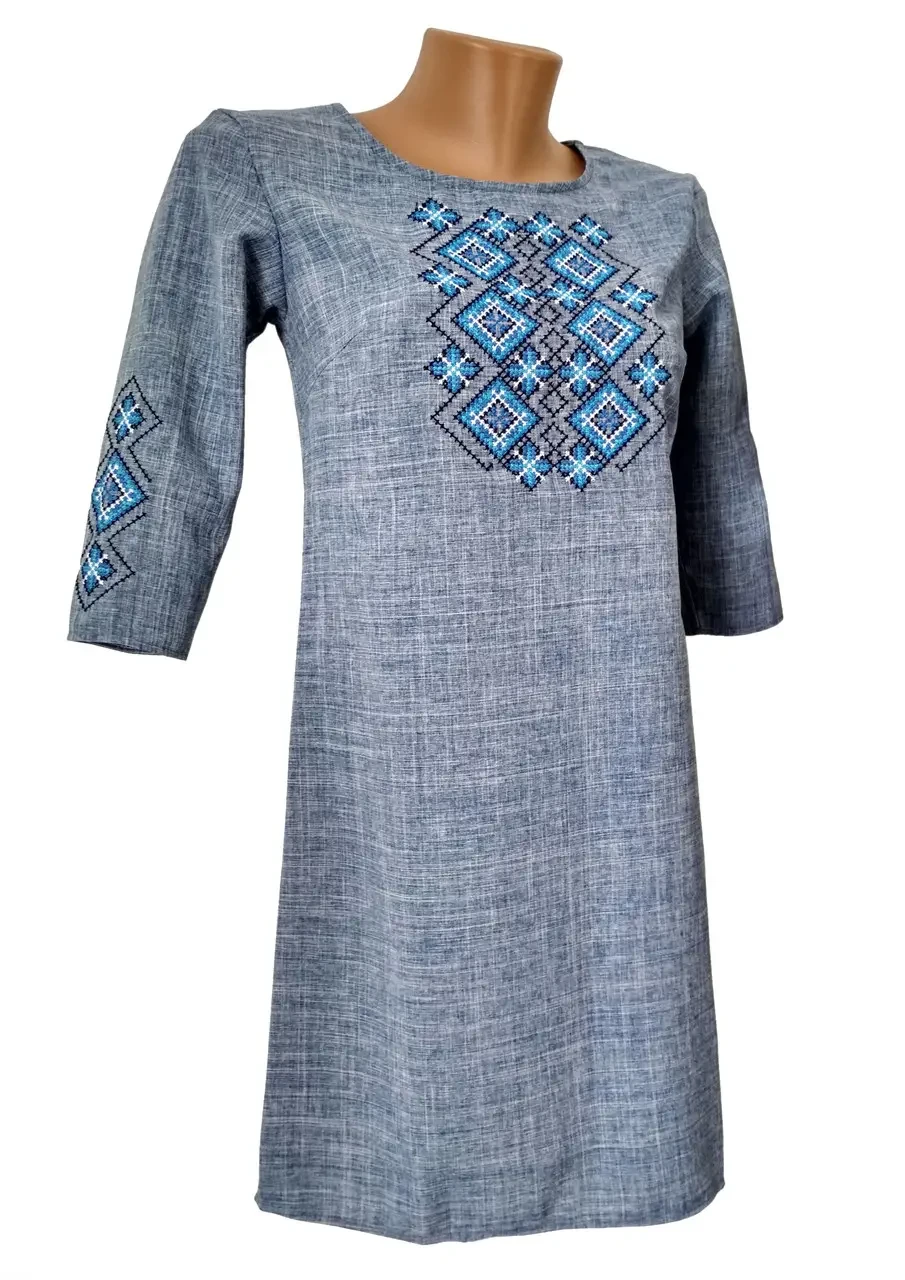Плаття Жіноче вишинка з льону для Пари орнамент ромб.42 - 58