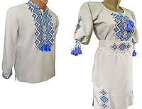 Платье Женское вышиванка из льна для Пары орнамент ромб р.42 - 58