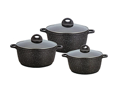 Набір каструль з кришками Benson BN-312 набір кухонний 6 предметів посуд для кухні Чорний