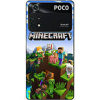 Силіконовий бампер чохол для Xiaomi Poco M4 Pro 4G з малюнком Minecraft