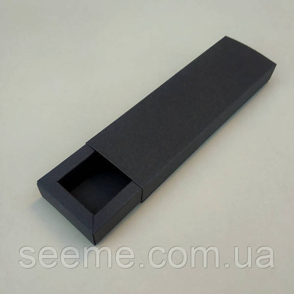 Коробка-слайдер 192x60x20, внутрішні розміри 170x40x20 мм, колір чорний, фото 1