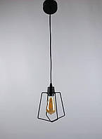 Люстра-подвес металлическая в стиле лофт 1 лампа черная с золотом 17х80 см