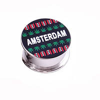 Гриндер для измельчения Amsterdam HL-179 | измельчитель Конопля+XXX Black Silver 10863-LVR