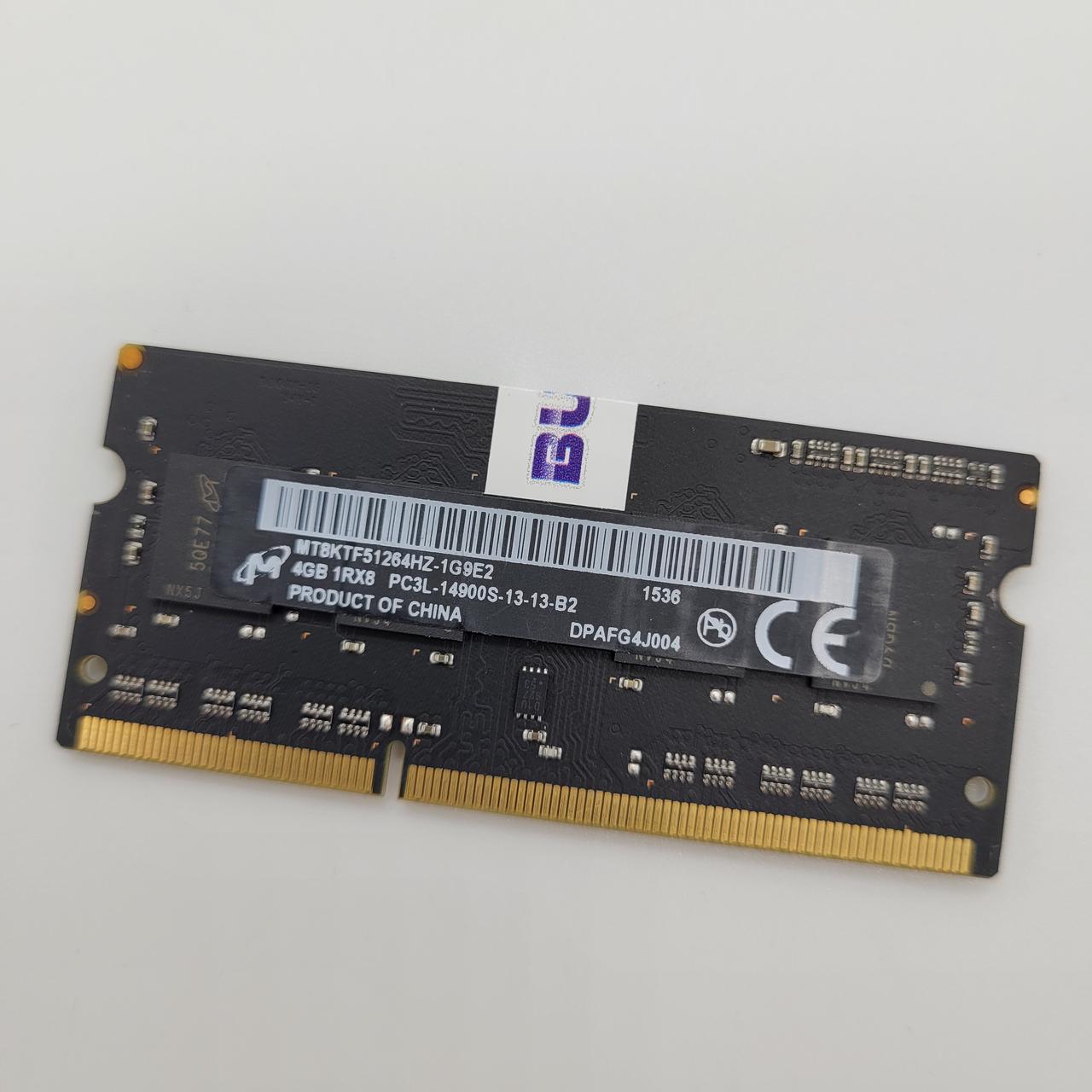 Оперативна пам'ять для ноутбука Micron SODIMM DDR3L 4Gb 1866MHz PC3L-14900s 1R8 CL13 (MT8KTF51264HZ-1G9E2) Б/В