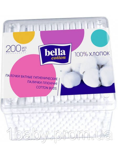 Ватные палочки Bella Cotton коробка 200 шт (5900516400040) - фото 1 - id-p1773780394
