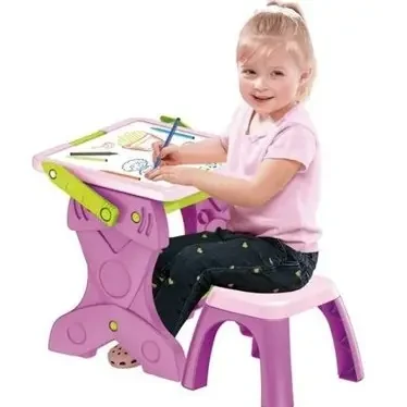 Детский мольберт доска для рисования 2в1 (2 цвета, доска с подсветкой и столик со стульчиком) YM881-882 - фото 3 - id-p1773779579