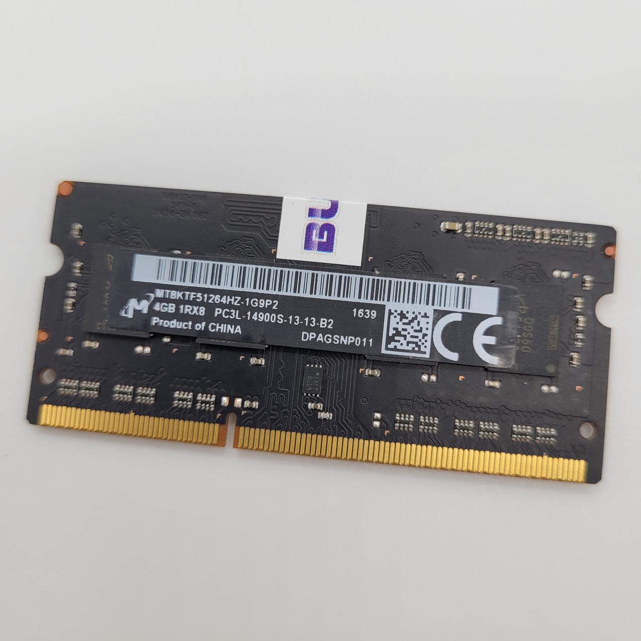 Оперативна пам'ять для ноутбука Micron SODIMM DDR3L 4Gb 1866MHz PC3L-14900s 1R8 CL13 (MT8KTF51264HZ-1G9P2) Б/В
