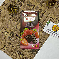 Шоколад чорний 0% цукру Torras Negro Fresas з полуницею 75 г (Іспанія)