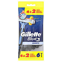 Станки для бритья Gillette Blue 3 Smooth 4 + 2 шт (7702018474851)