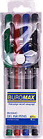 Ручки гелеві (0.7 мм, набір 4 кольори) Buromax Basic Set BM.8440