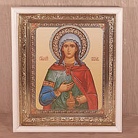 Ікона Світлана свята мучениця, лик 15х18 см, у білому прямому дерев'яному кіоті