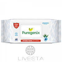 Антибактеріальні вологі серветки Puregenix, 60 шт