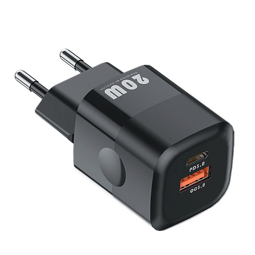 Мережевий зарядний пристрій USB Type-C QC3.0 PD 20Вт KUULAA, чорний