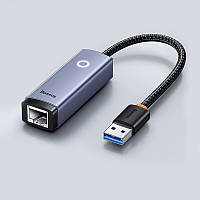 Сетевой адаптер для интернета USB на RJ45 BASEUS 1Gb/s Lite Series Ethernet 1000Mbps (серый)