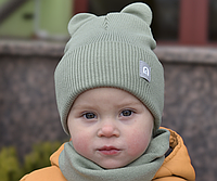 Шапка детская Arctic р. 46 см демисезонная с ушками из стрейч-вискозы 023-Олимп-46 фисташка/зелёный