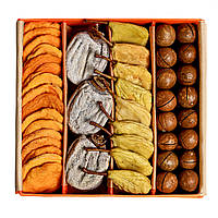 Подарочный набор орехов и сухофруктов без сахара 1120 г в оранжевой малой коробке Classic №6