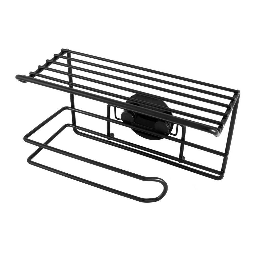 Тримач паперу з полицею AWD Interior 02091776 чорний металевий стильний для ванної кімнати, фото 1