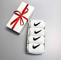 Подарочный бокс мужских носков Nike 41-45 р на 4 пары высокие хлопковые носки белые подарки для мужчин