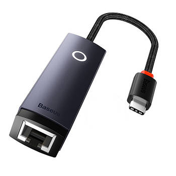 Мережевий адаптер для інтернету Type-C на RJ45 BASEUS 1Gb/s Lite Series Ethernet 1000Mbps (сірий)