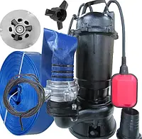 Фекальний насос з ножем Akwa Pumps 2.5 кВт + 25 м шланг, гайки, трос, рукавички