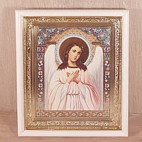 Ікона Ангела Охоронця, лик 15х18 см, у білому прямому дерев'яному кіоті