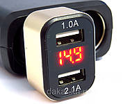 Вольтметр в прикурку 12V/24V на 2*USB + Амперметр